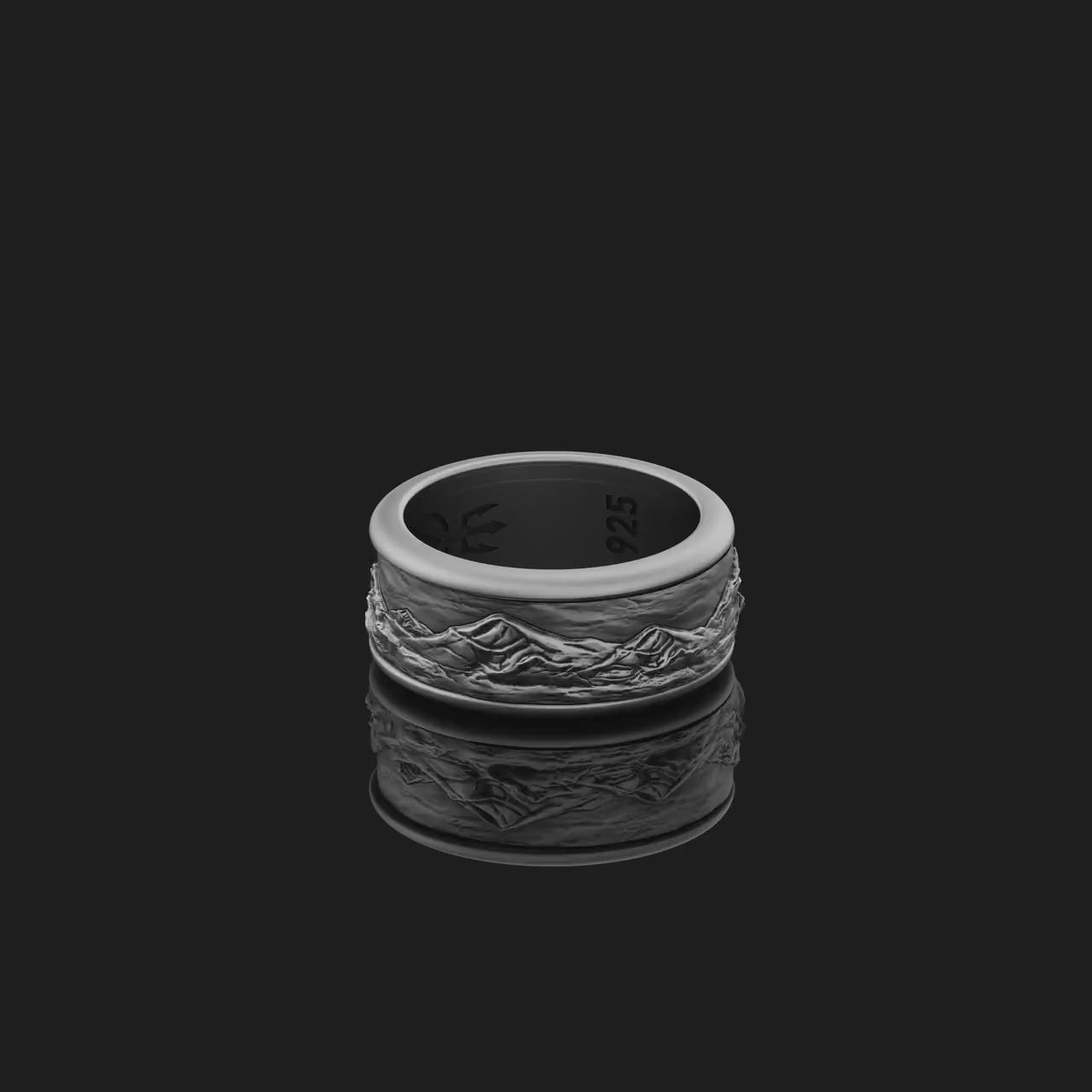 Rotating Mountain Engraved Ring, Nature and Adventure Inspired, Hiking Lover's Gift, Summit & Landscape Scene Jewelry