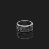 Rotating Crane Wedding Band Ring, Engravable Inside, Elegant Bird Design, Unique Symbol of Longevity