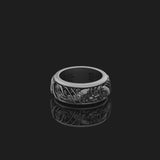 Rotating Koi Fish Band Ring, Japanese Inspired, Nature Aquarium Jewelry, Men's Engravable Band