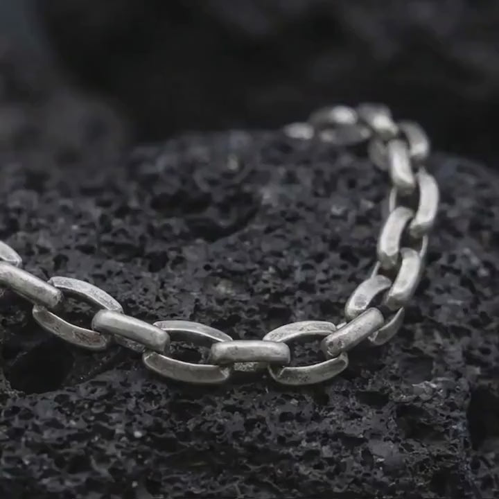 925 Sterling Silver Anchor Link Bracelet for Men, Oxidized Mariner Chain Bracelet, Handmade Nautical Jewelry