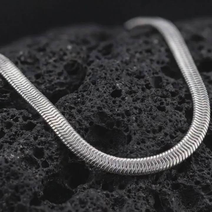925 Sterling Silver Snake Chain Necklace, Sleek Flexible Round Chain for Men, Minimal Silver Jewelry Gift