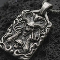 Load and play video in Gallery viewer, Horned Demon Skull Pendant, Sterling Silver Ram Horn Skull Necklace, Gothic Occult Jewelry for Men
