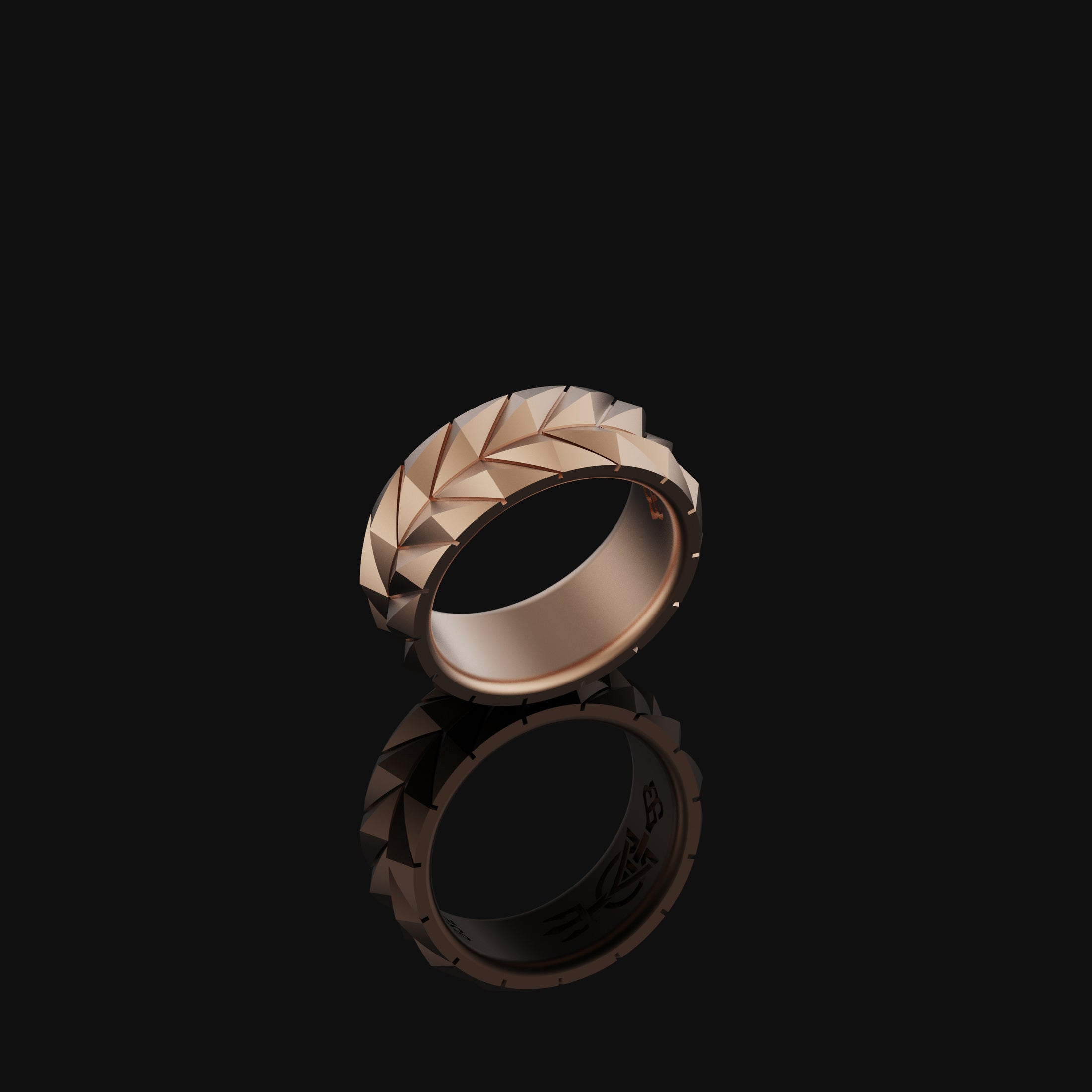 Tire Pattern Band - Engravable Rose Gold Finish