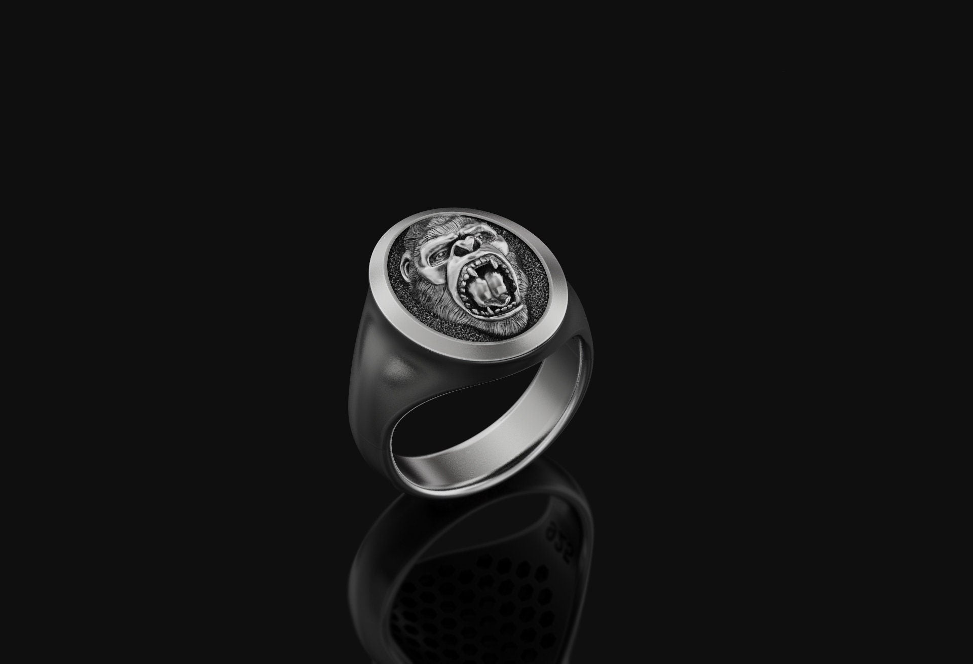 Gorilla Head Signet Ring