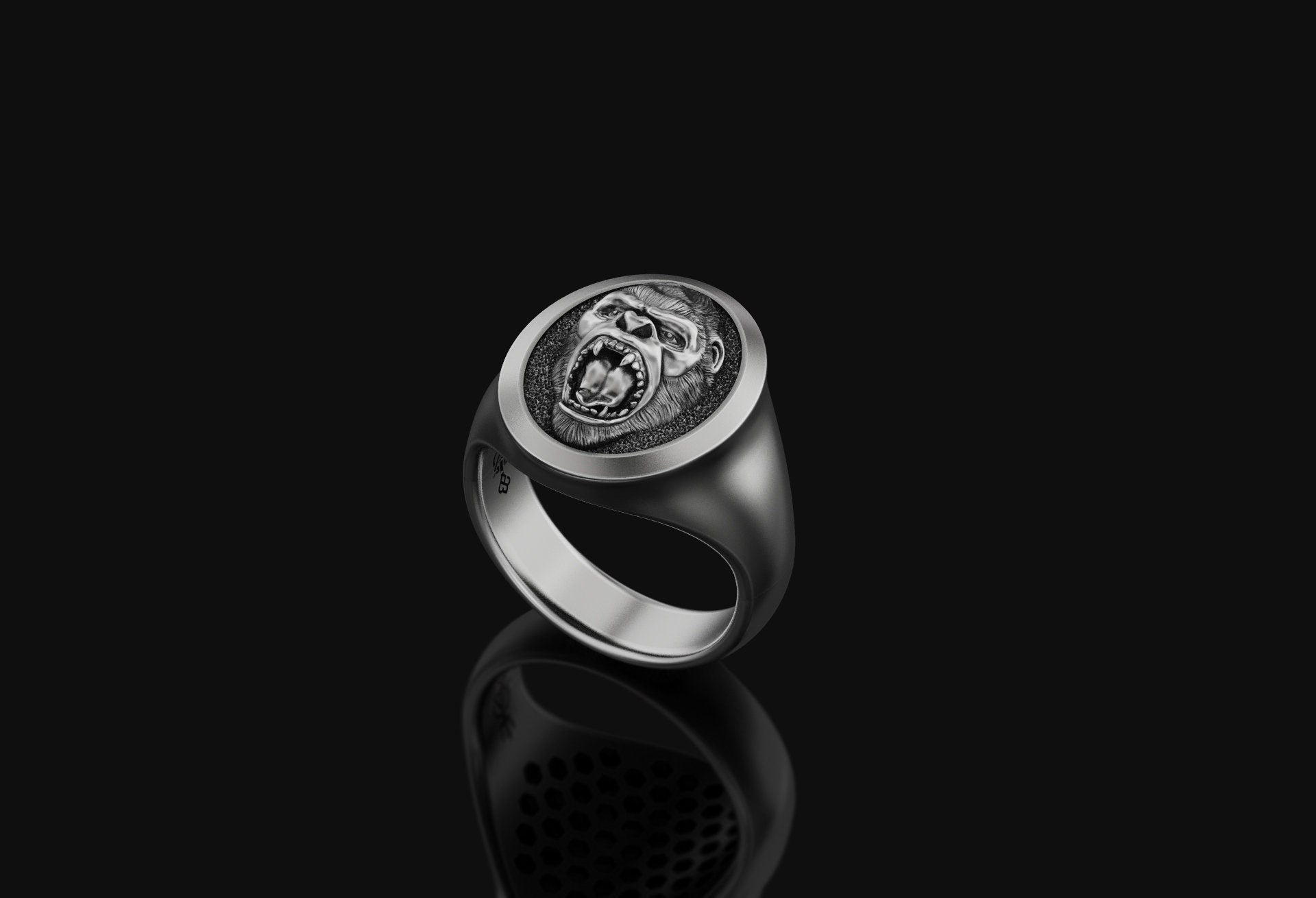 Gorilla Head Signet Ring