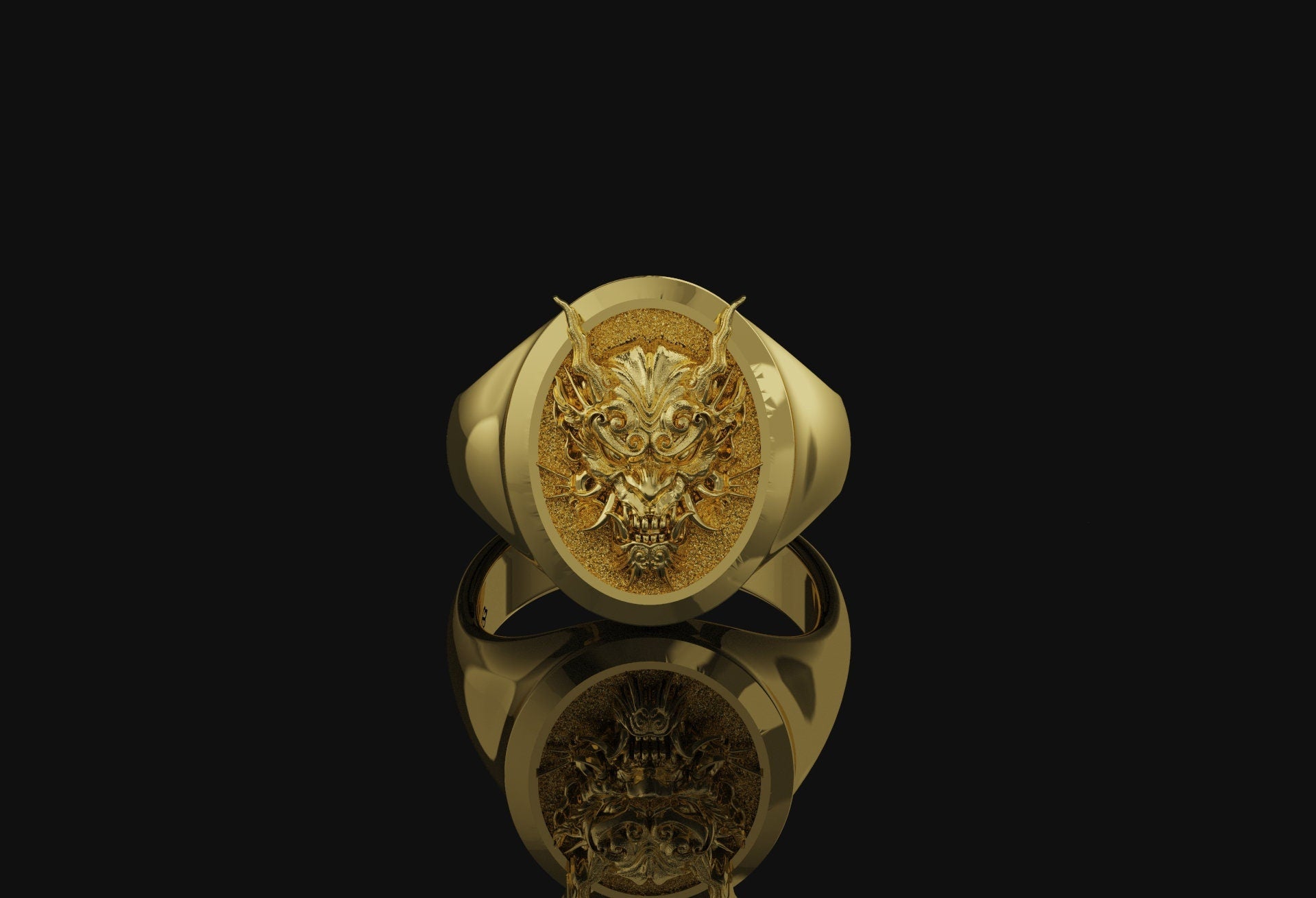 Oni Mask Signet Ring