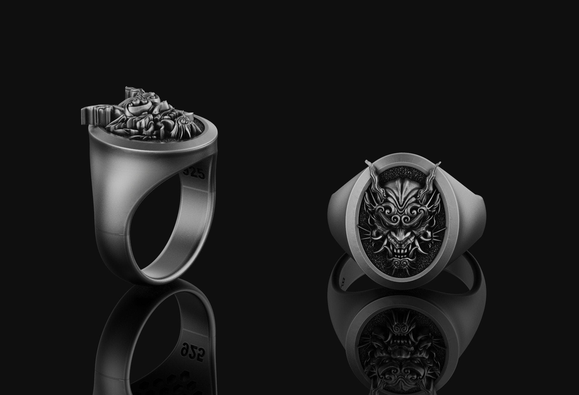 Oni Mask Signet Ring