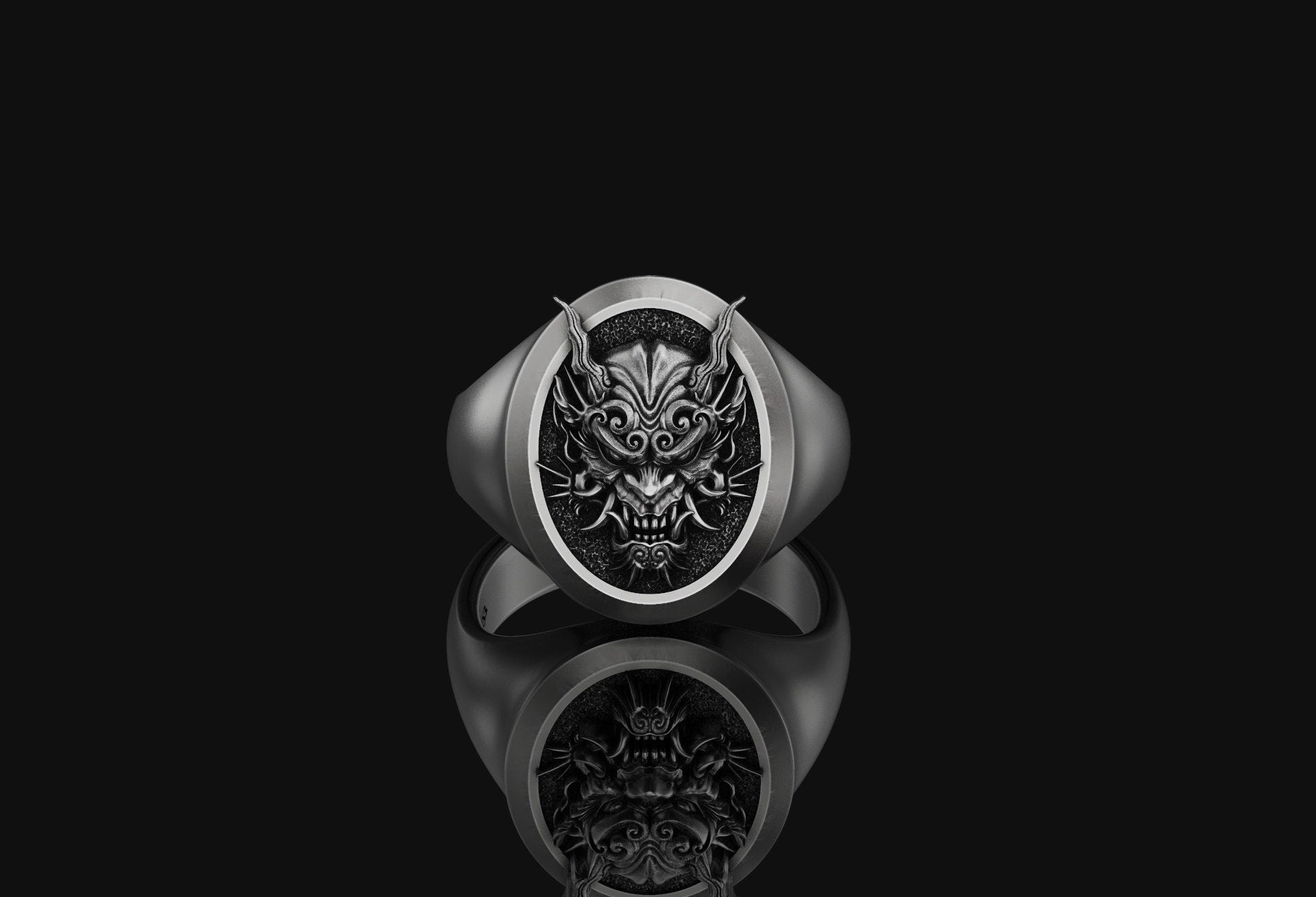 Oni Mask Signet Ring