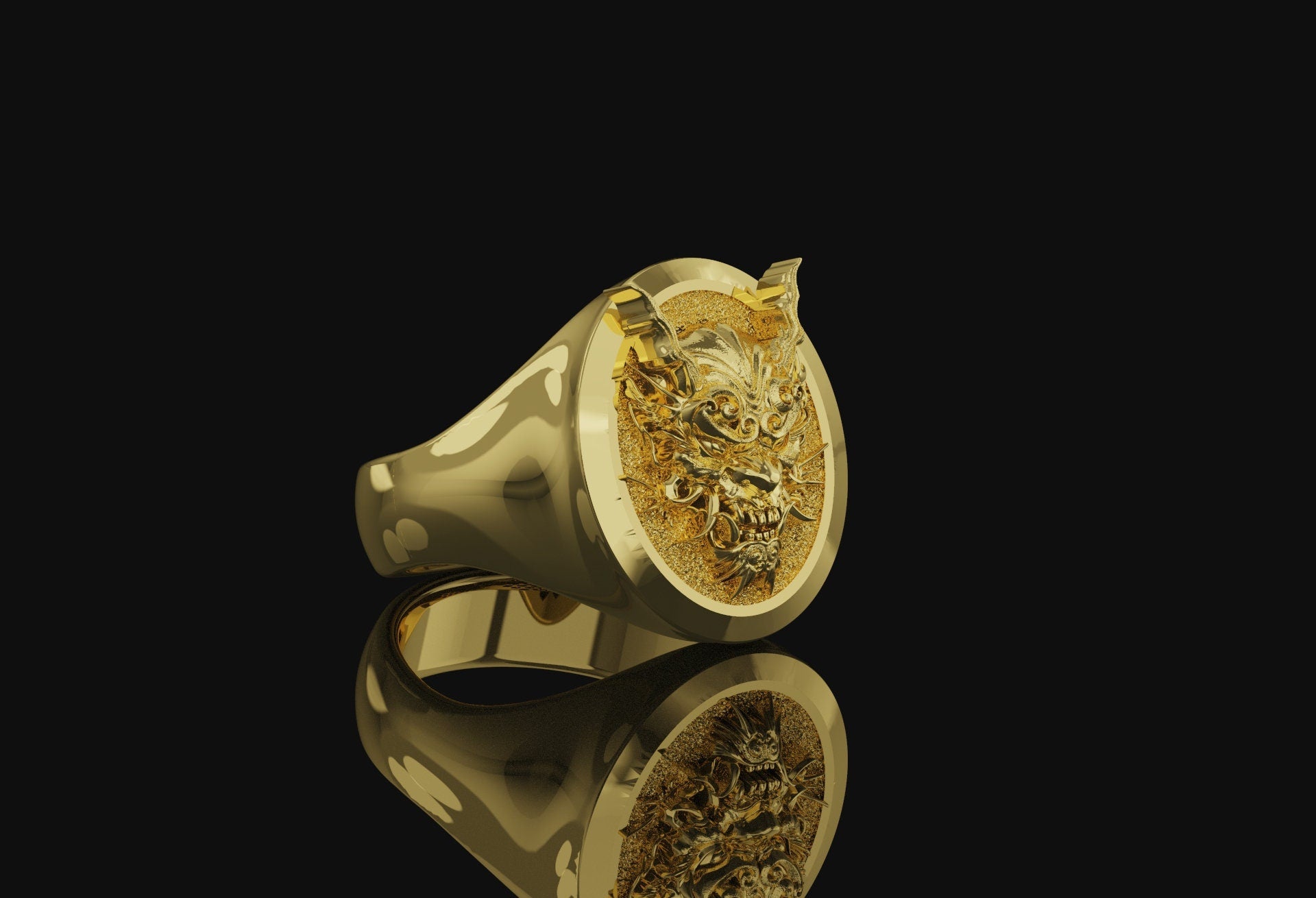 Oni Mask Signet Ring