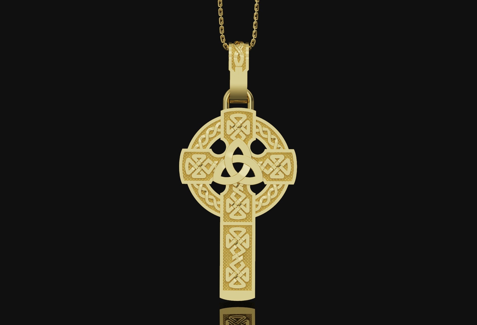 Celtic Cross Necklace Gold Finish
