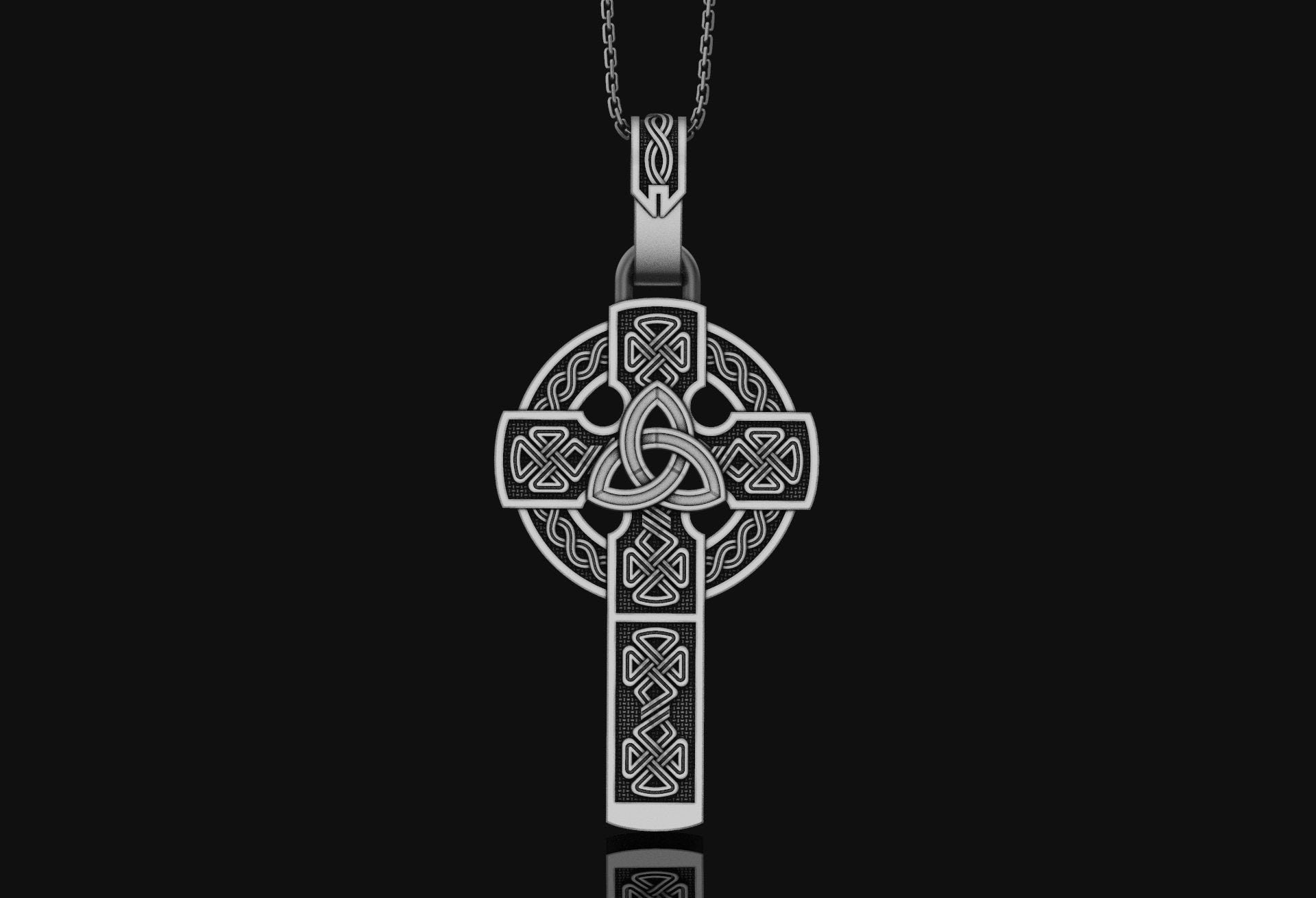 Celtic Cross Necklace Oxidized Finish