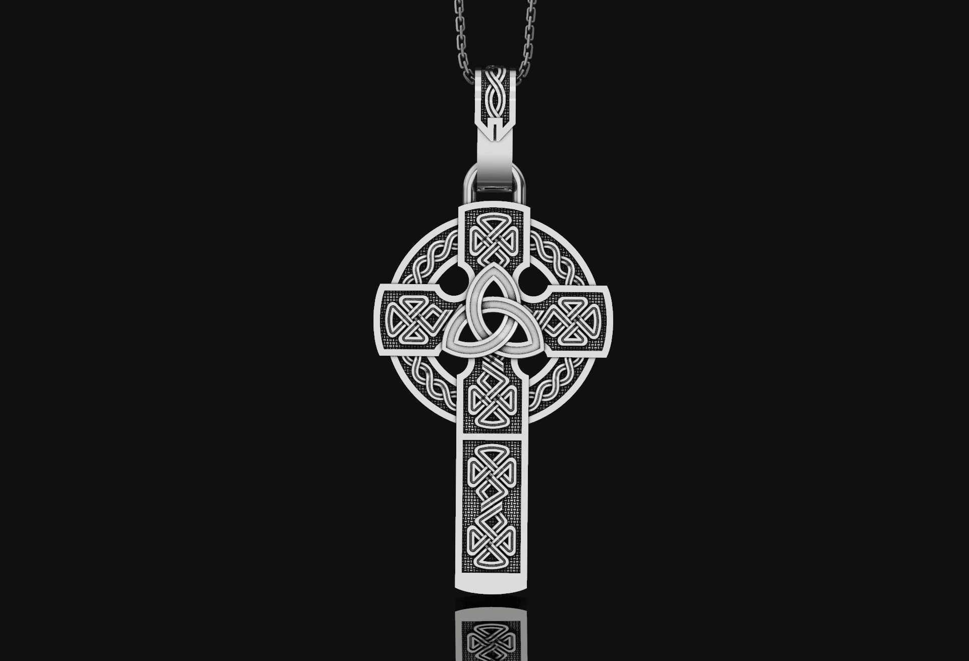 Celtic Cross Necklace Polished Finish