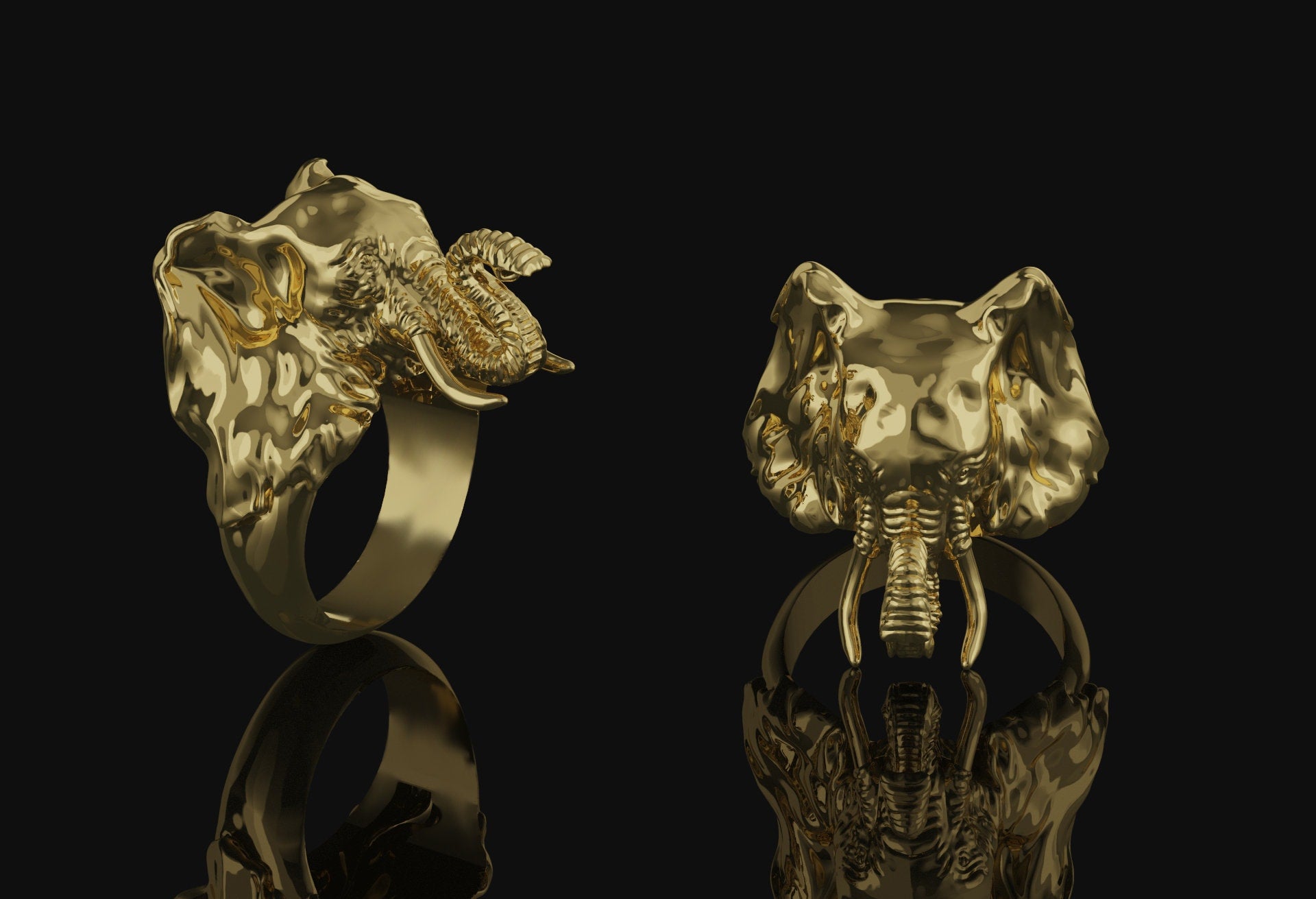 Elephant Ring Gold Finish