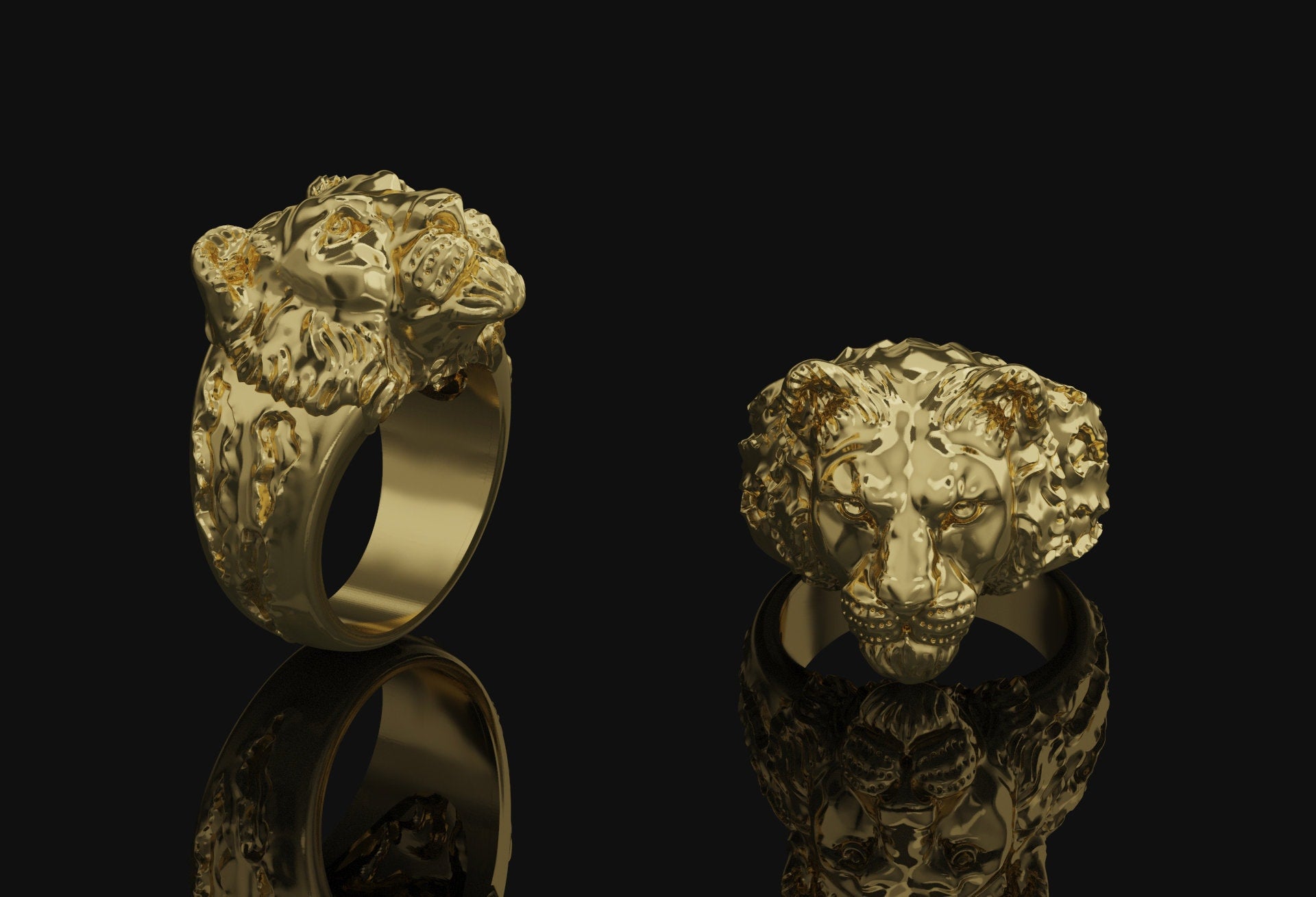 Lioness Ring Gold Finish