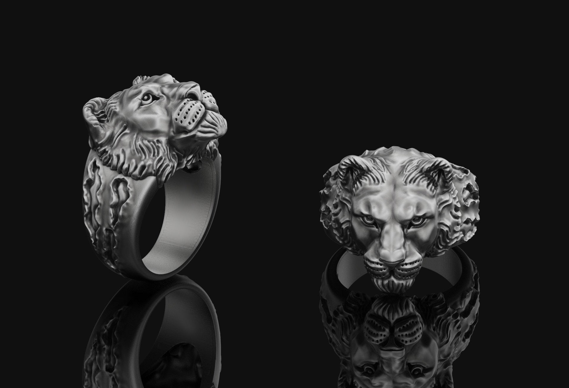 Lioness Ring Oxidized Finish