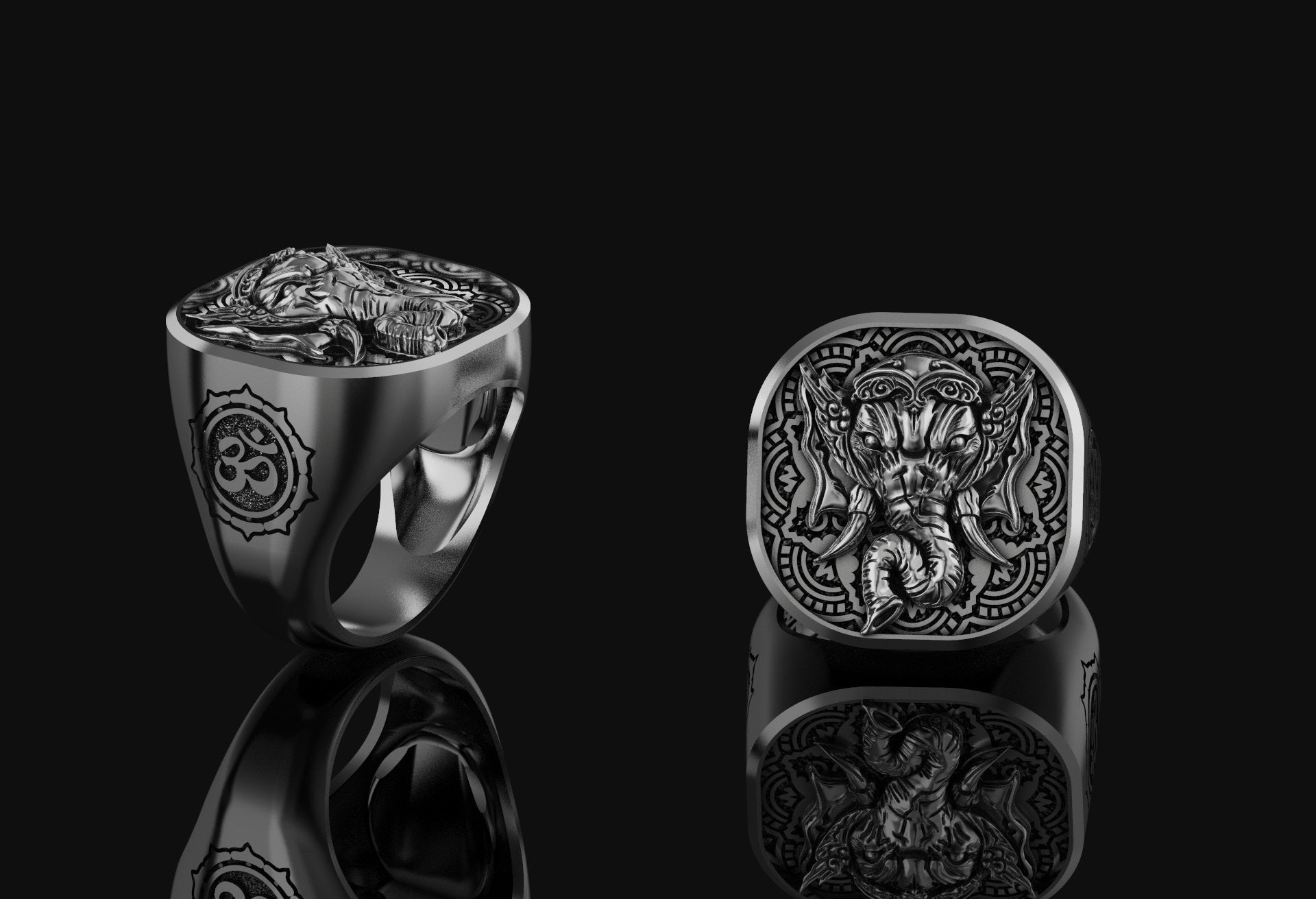 Ganesha Ring Polished Finish