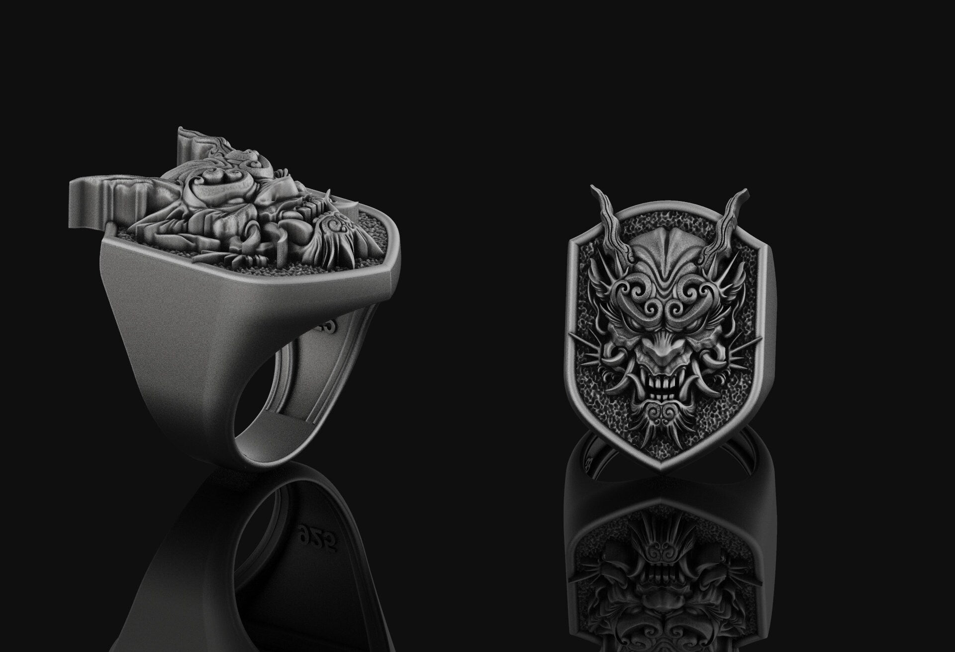 Oni Ring Oxidized Finish