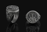 Saint Michael Ring Oxidized Finish