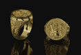 Load image into Gallery viewer, Saint Michael Ring Gold Finish

