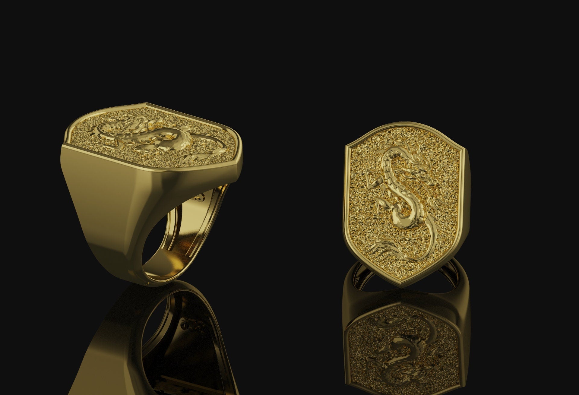 Chinese Dragon Ring Gold Finish