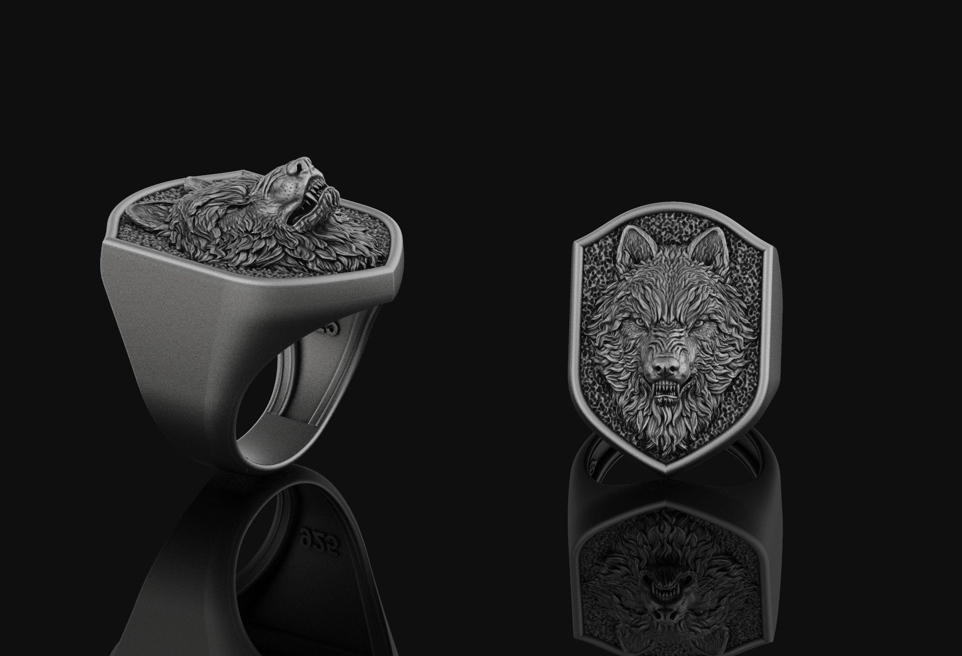 Wolf Ring Oxidized Finish