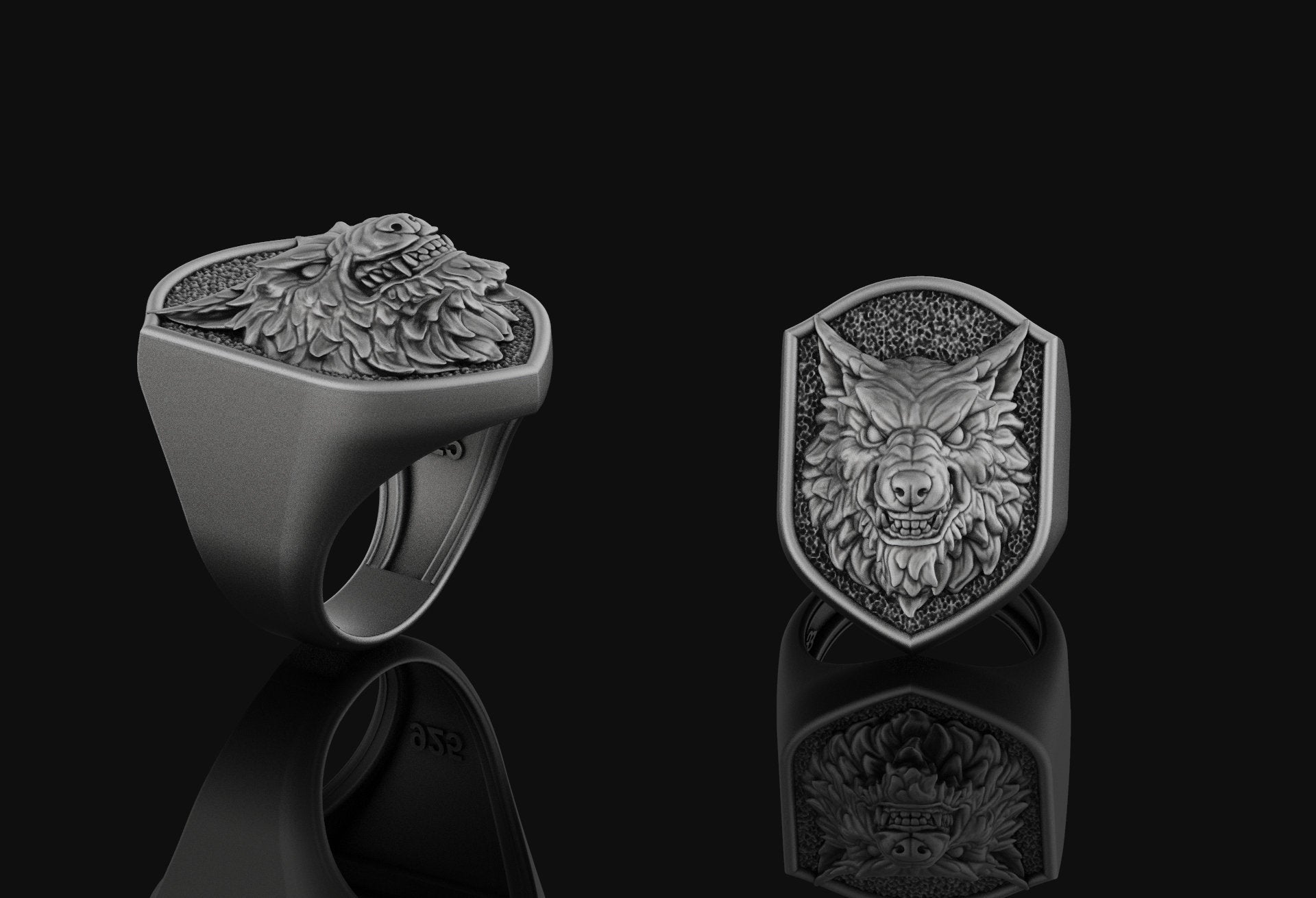 Wolf Ring Oxidized Finish