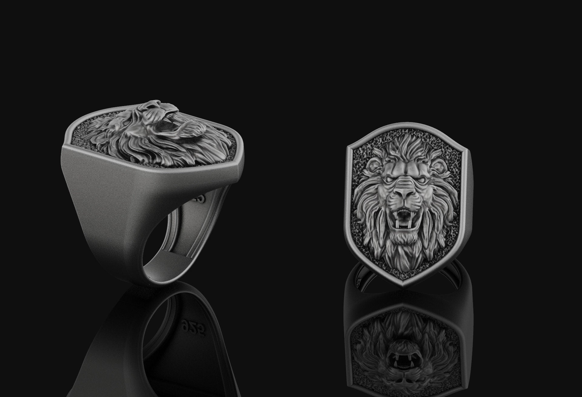 Lion Ring Oxidized Finish