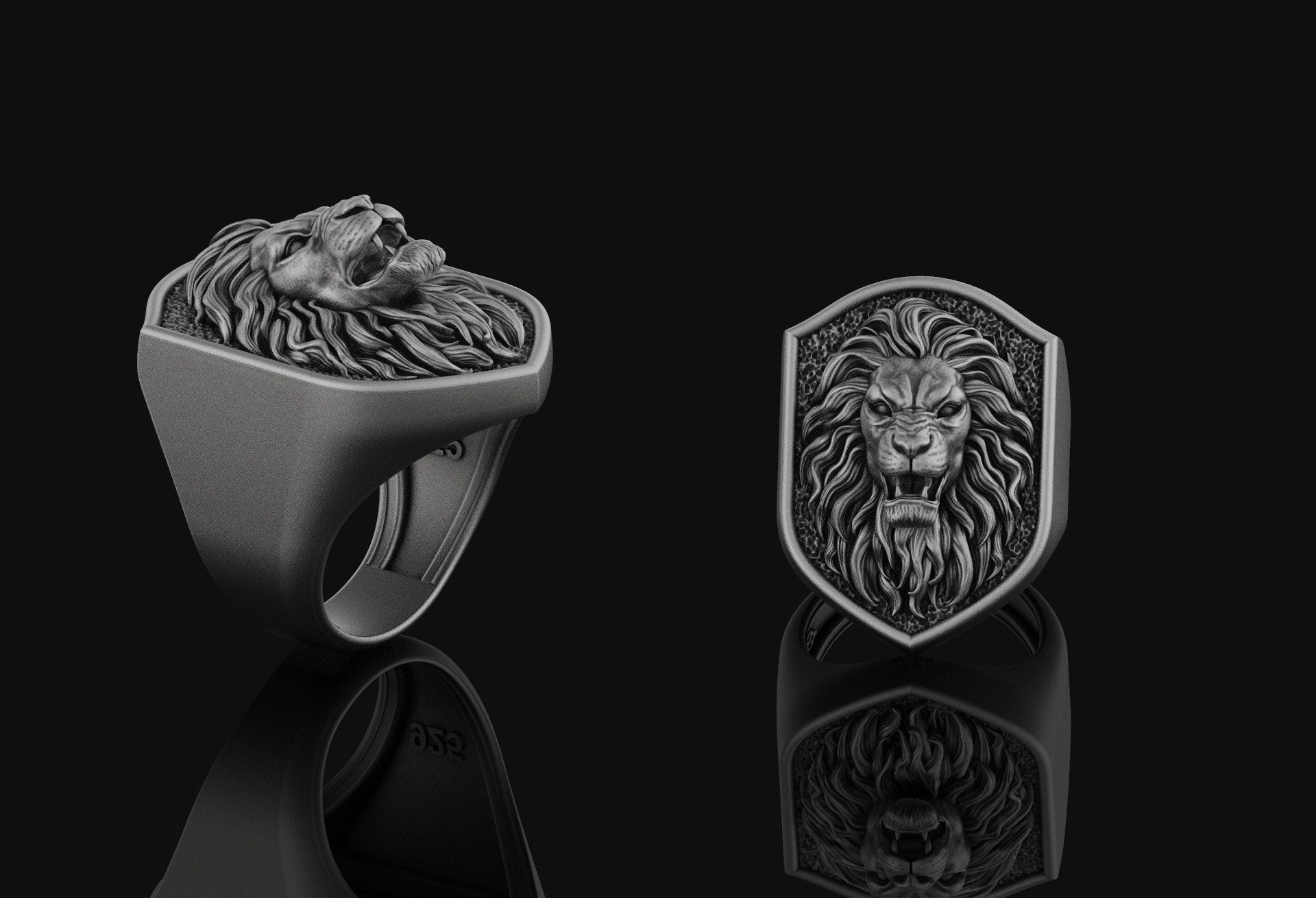 Lion Ring Oxidized Finish