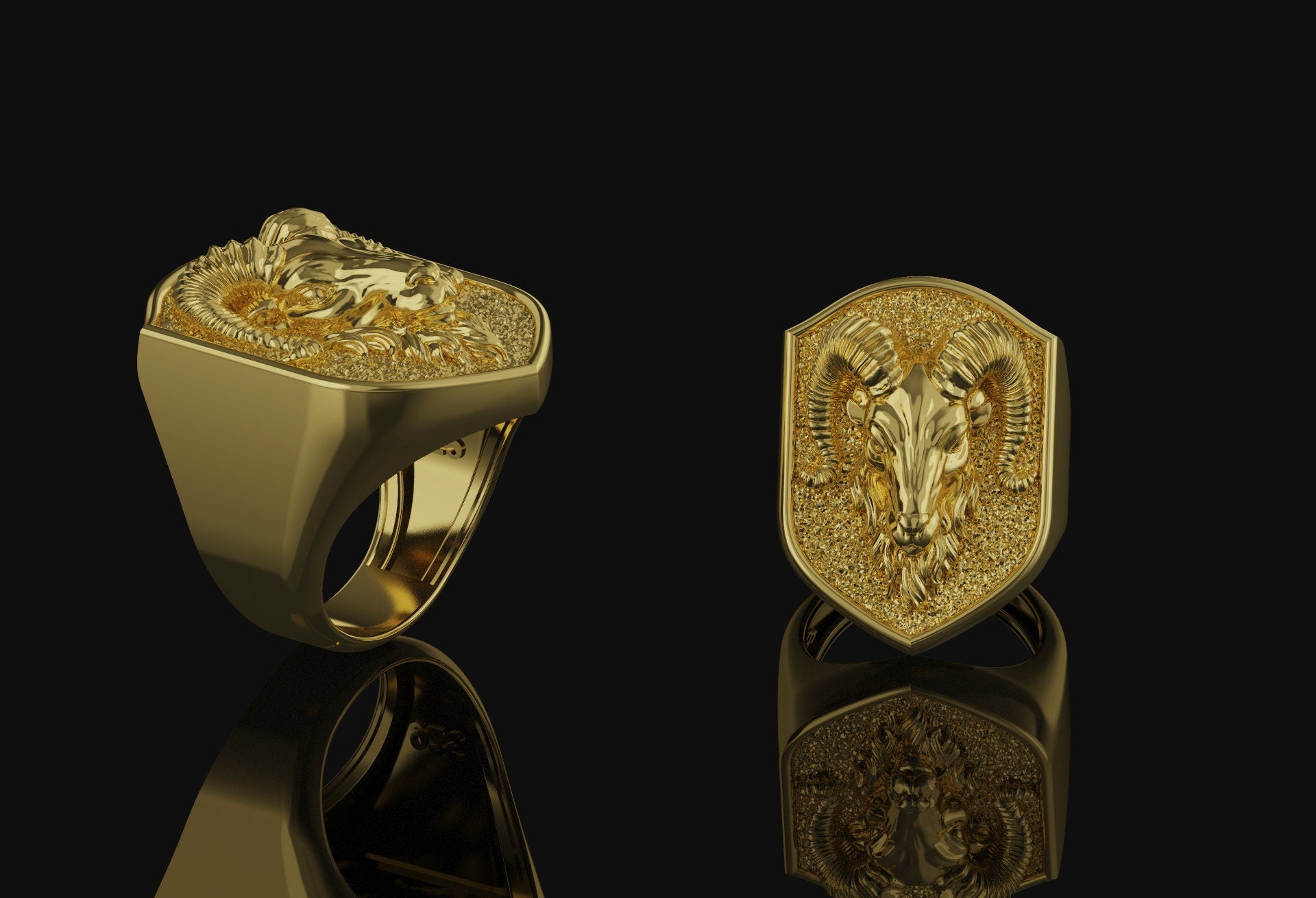 Goat Ring Gold Finish