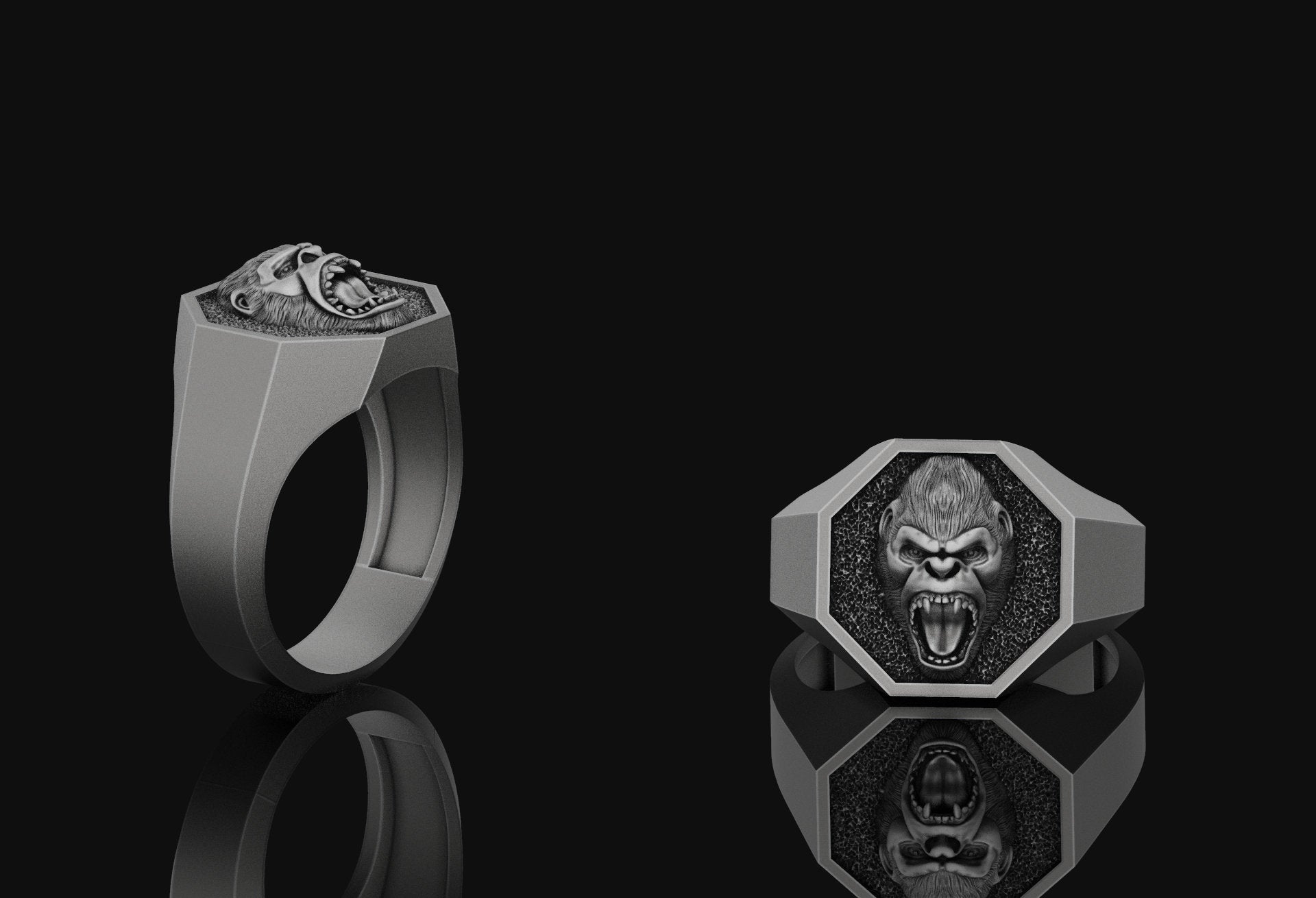 Gorilla Head Ring