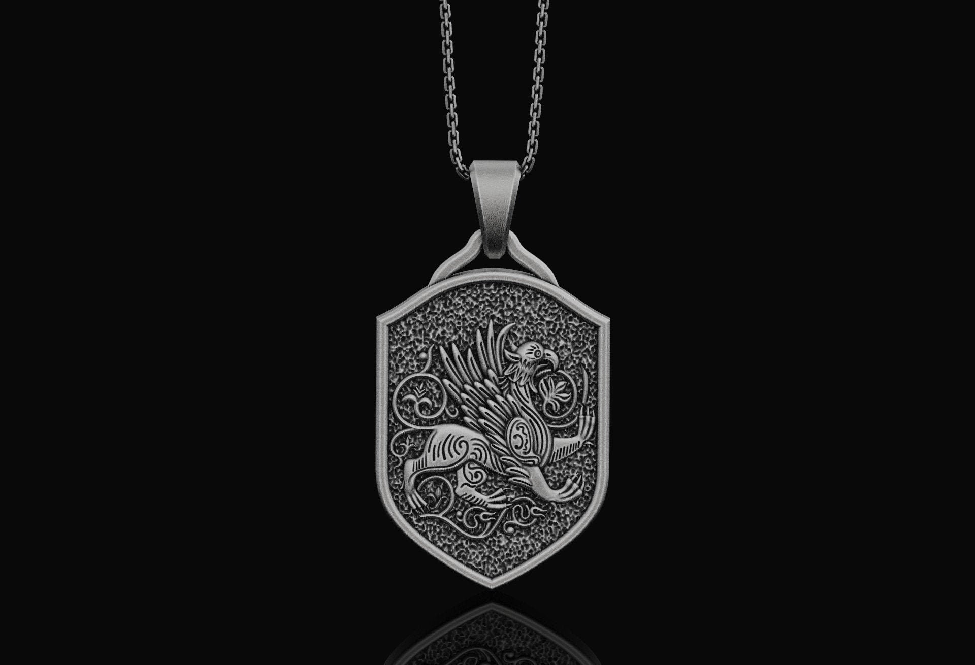 Gryphon Pendant Oxidized Finish