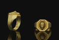 Load image into Gallery viewer, Wolf Signet Ring Gold Finish
