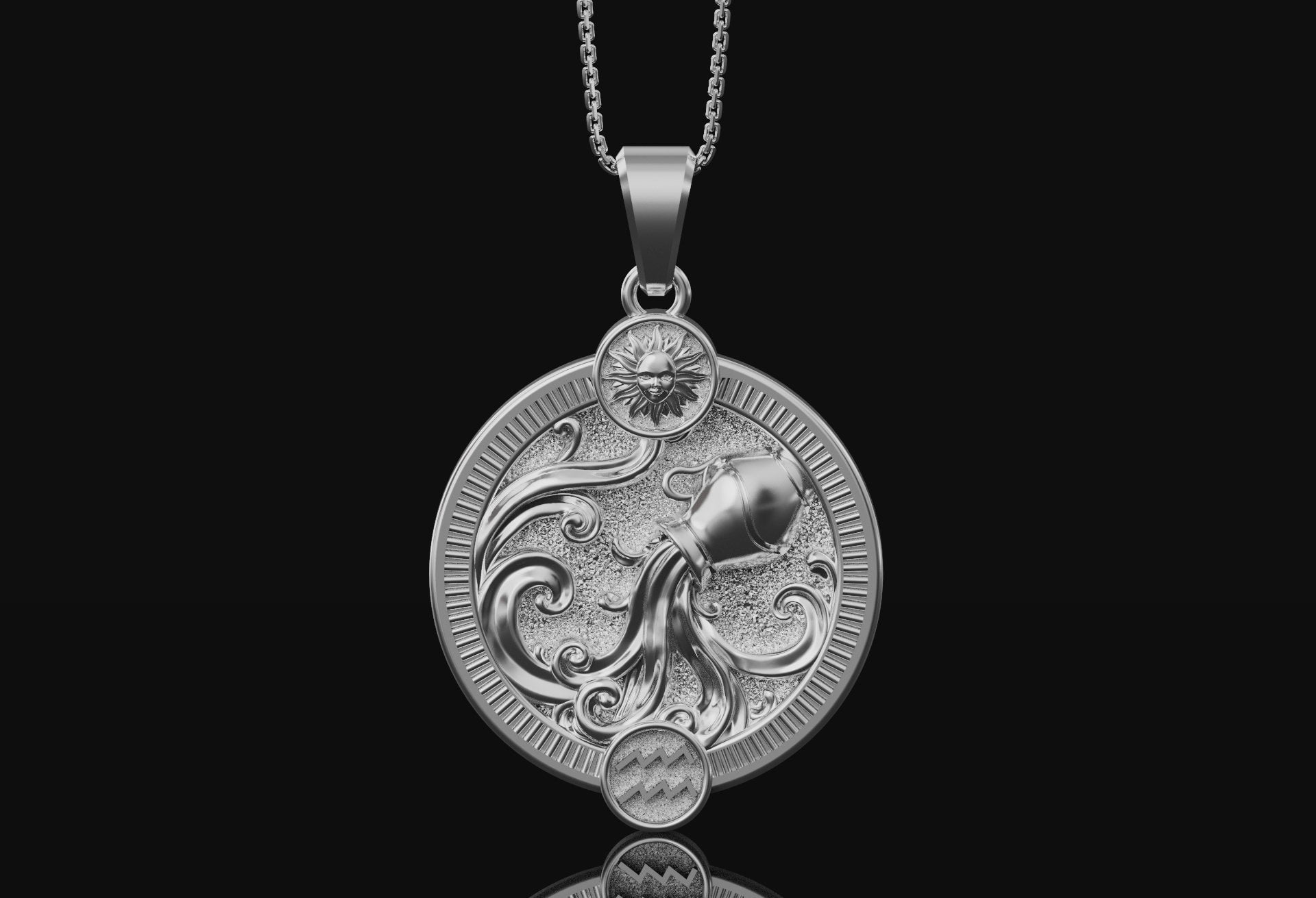 Aquarius Handmade Sterling Silver Necklace Polished Finish