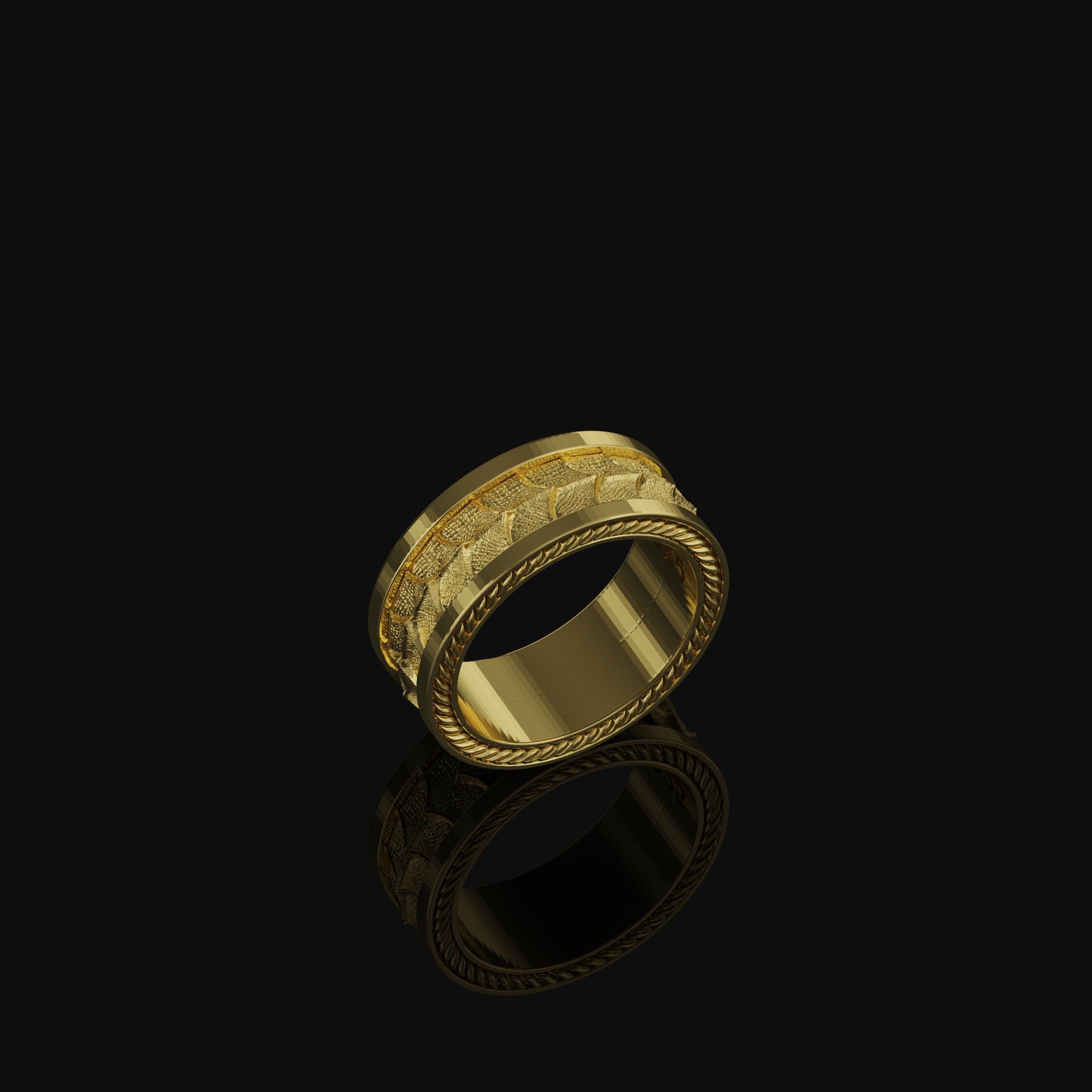Serpent Skin Band - Engravable Gold Finish