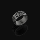 Maltese Cross Band - Engravable Oxidized Finish