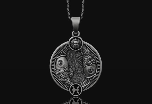 Pisces Pendant Oxidized Finish