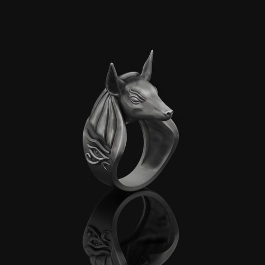 Anubis And Eye Of Ra Sterling Silver Ring