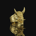 Load image into Gallery viewer, Oni Mask Ring Gold Finish
