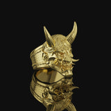 Oni Mask Ring Gold Finish