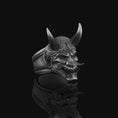 Load image into Gallery viewer, Oni Mask Ring Oxidized Finish
