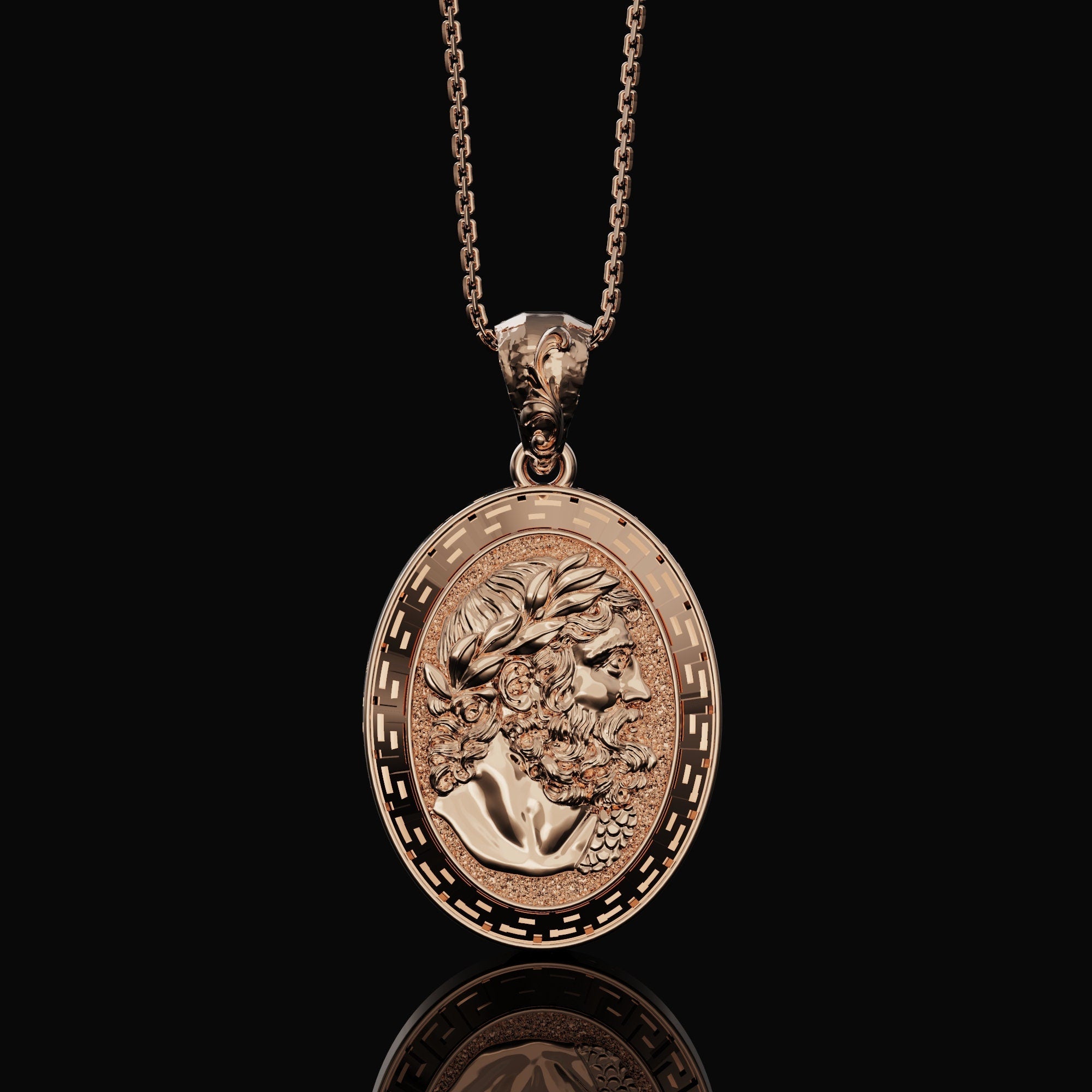 God Zeus Pendant Rose Gold Finish