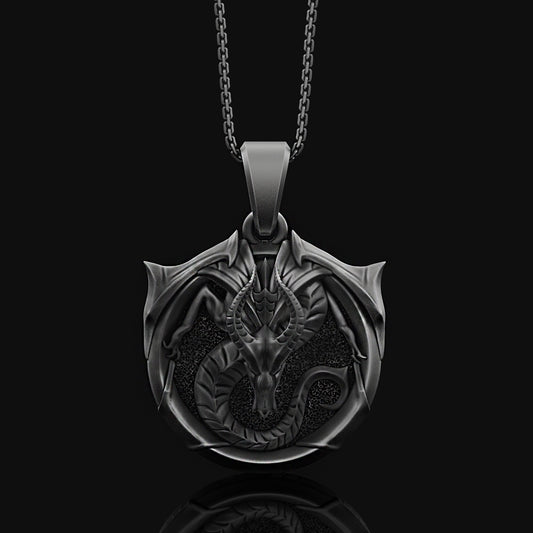 Dragon Pendant Oxidized Finish