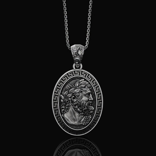 God Zeus Pendant Oxidized Finish