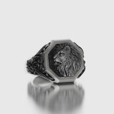 Lion Ring Oxidized Finish