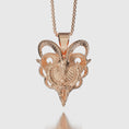 Load image into Gallery viewer, Biomechanical Goat Pendant Rose Gold Finish
