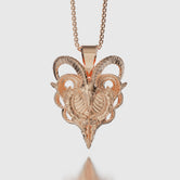 Biomechanical Goat Pendant Rose Gold Finish