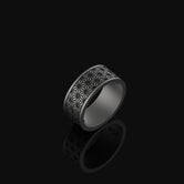 Floral Band - Engravable Oxidized Finish