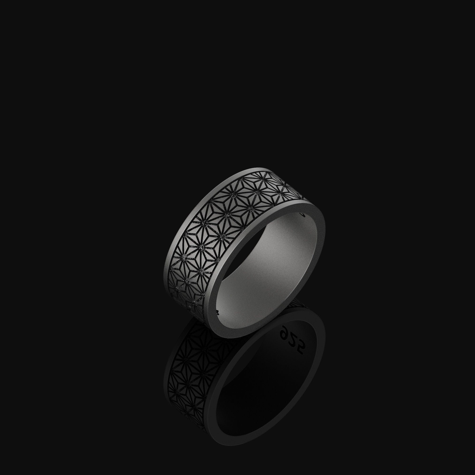 Floral Band - Engravable Oxidized Finish