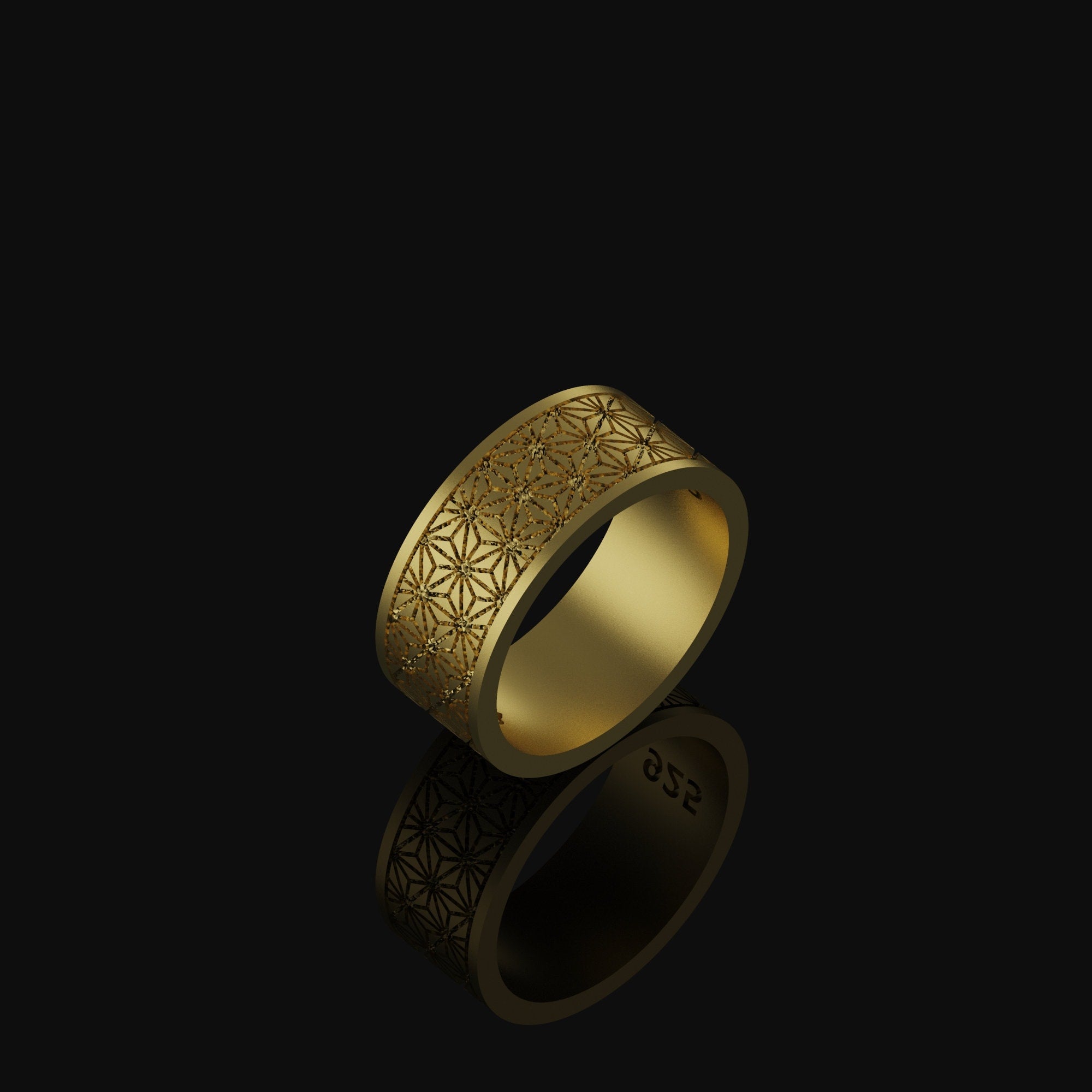 Floral Band - Engravable Gold Finish