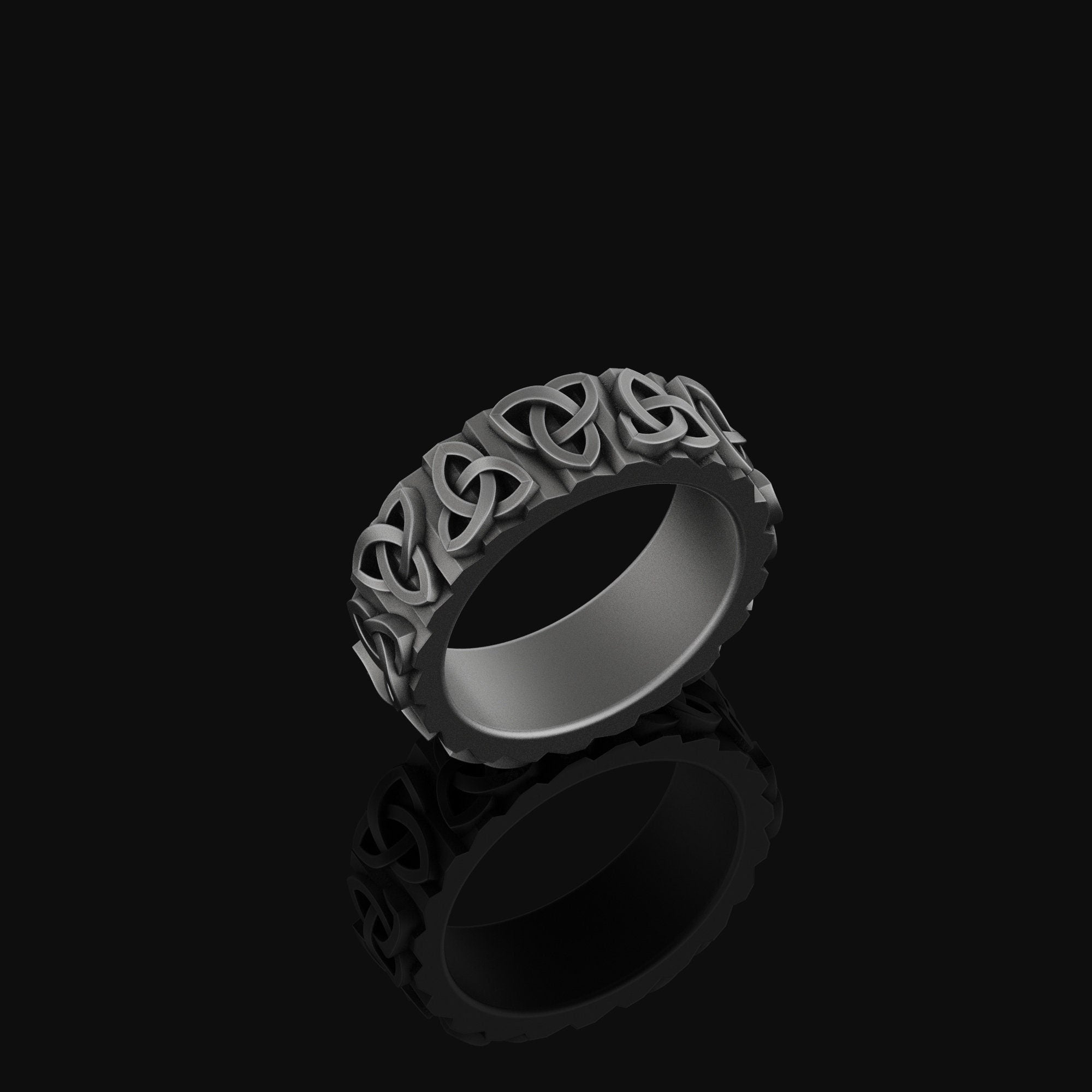 Celtic Triquetra Band - Engravable Oxidized Finish